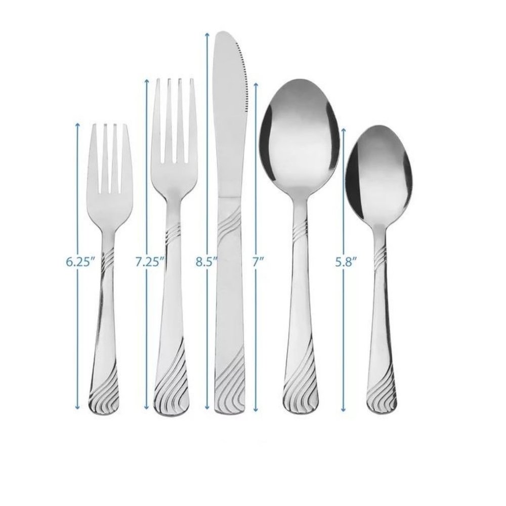 NEW 49 Piece stainless steel Flatware set with Tray spoons forks knives utensils